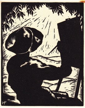 SELF PORTRAIT AS AN ARTIST c. 1920. W.E. 5x4 ins. 130 x102mm. 