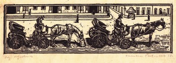 FLORENCE STREET SCENE 1923. Signed and dated. W. E. 64 x 123 mm.