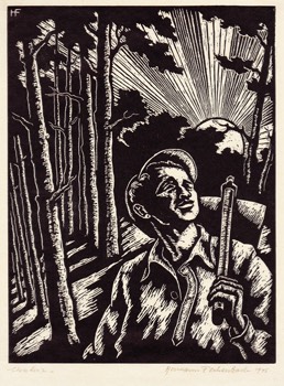 KIBBUTZ WORKER 1945. Signed inscribed and dated. W. E. 8 x 6 ins. 203 x 153 mm.