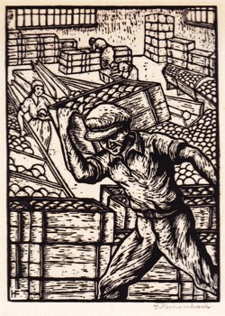 ORANGE PACKER 1938. W. E. 5.5 x 4 ins. 140 X 101 mm. Signed.
