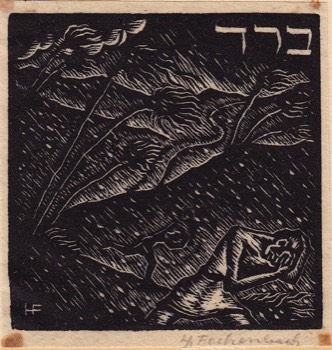 HAIL. Wood engravings cut c. 1930. 61 x 61 mm.