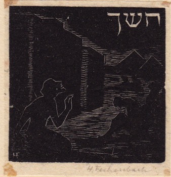 DARKNESS. Wood engravings cut c. 1930. 61 x 61 mm.