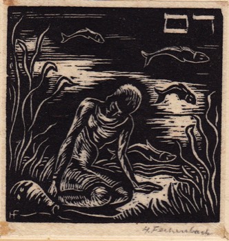 BLOOD. Wood engravings cut c. 1930. 61 x 61 mm.