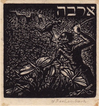 LOCUSTS. Wood engravings cut c. 1930. 61 x 61 mm.